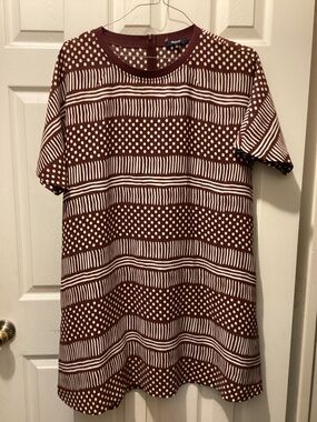 Madewell Brown and White Striped & Polka Dot Short-Sleeve Shirt